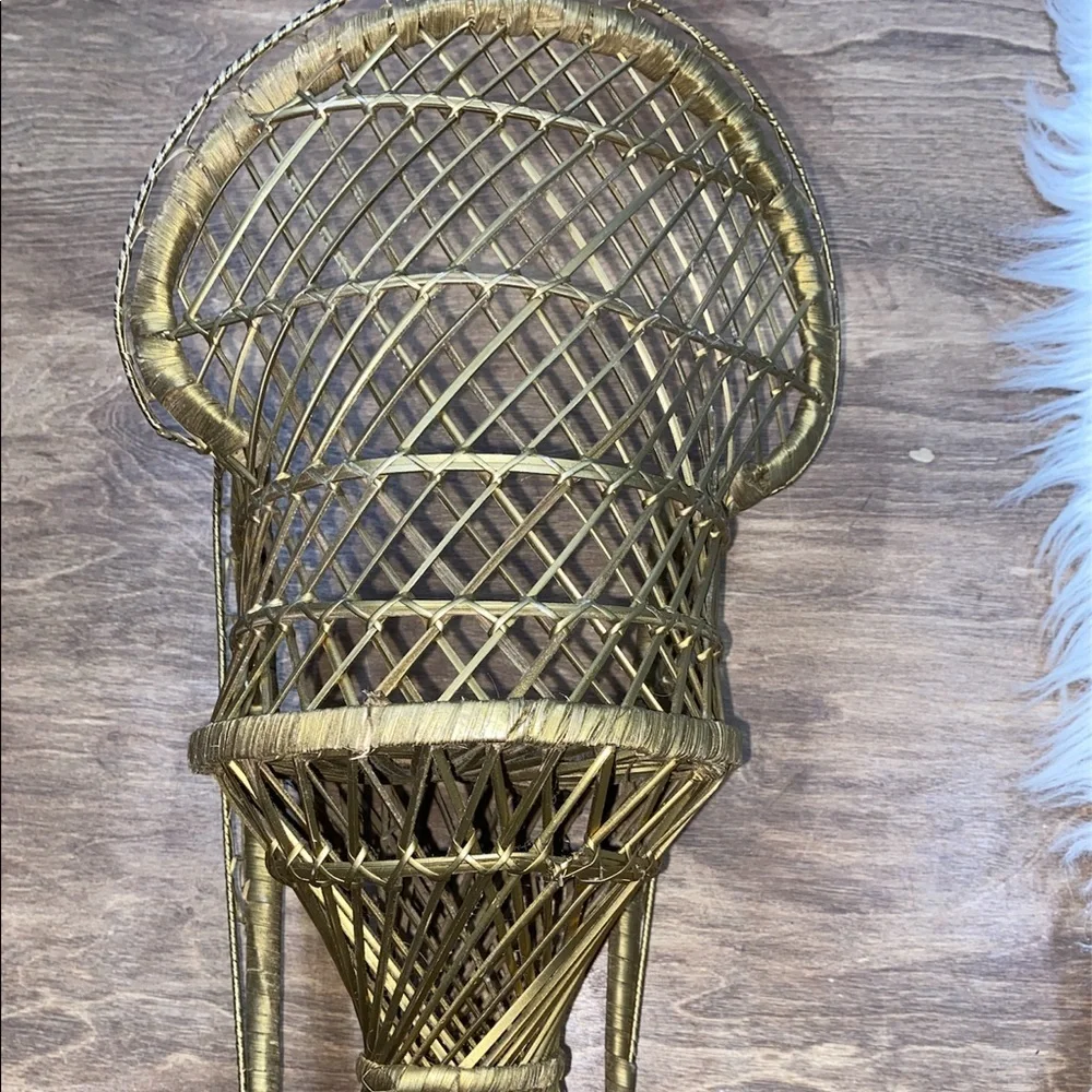 Boho straw rattan tiny chair for plants, decor etc